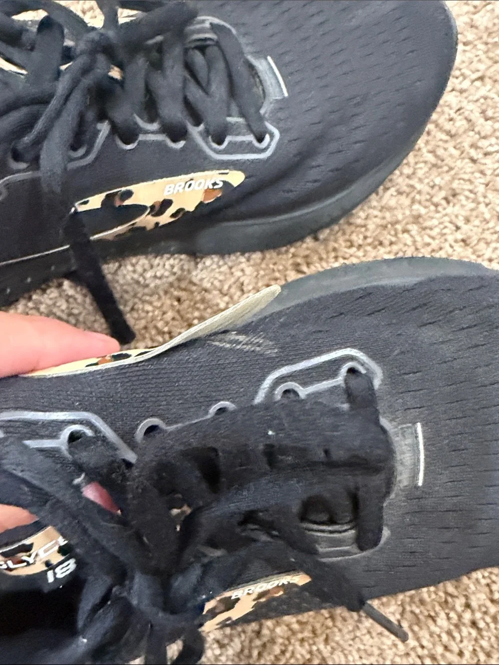 Brooks Black Running Shoes with Leopard Accent